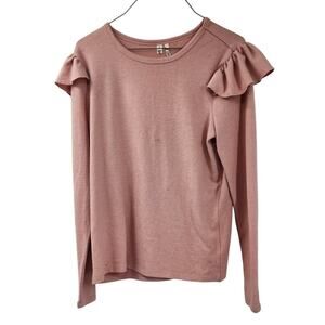 Silverwear Pink Ruffle Long Sleeve Sweater Womens Size Small S